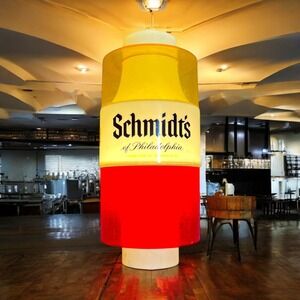 12" Schmidt's of Philadelphia Beer Red & Yellow Hanging Light WORKING